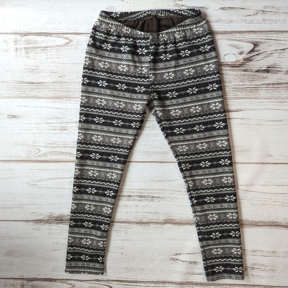 Just Cozy Snowflake Fleece Lined Fairisle Leggings Gray Plus One Size